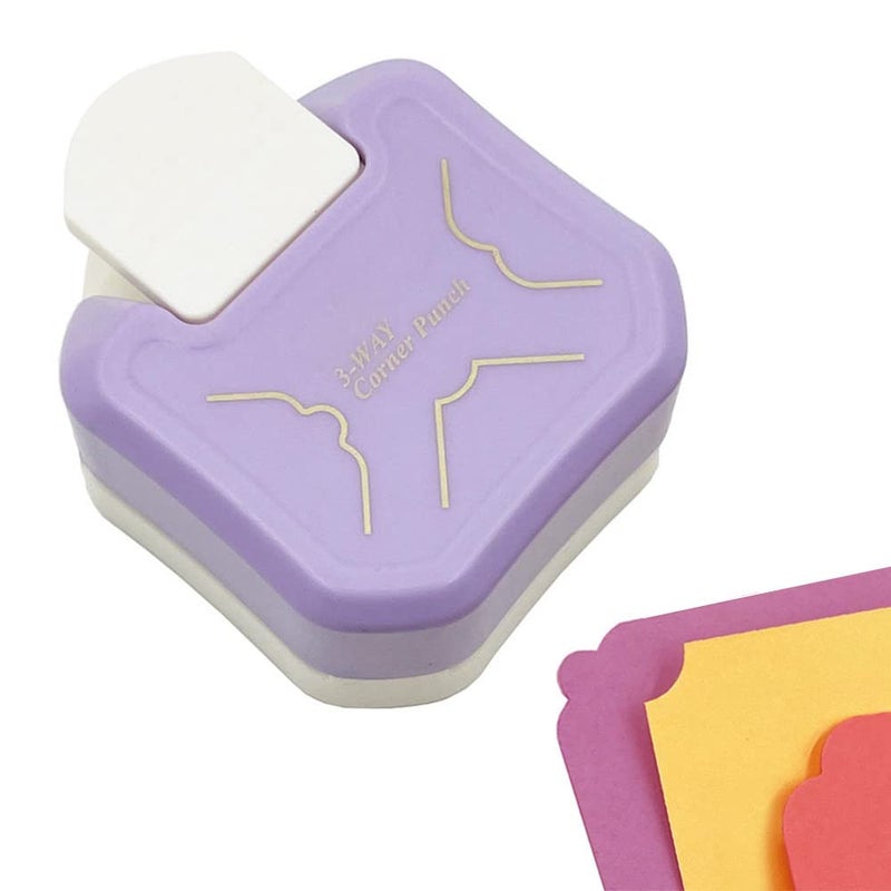 ANNIKEEY 3 in 1 Paper Corner Rounder  3 Shapes Punches for Paper Crafts  Corner Cutter  Purple - Image 1